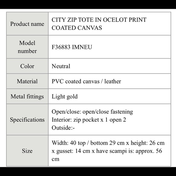 COACH coated canvas city tote in Ocelot - Picture 5 of 7